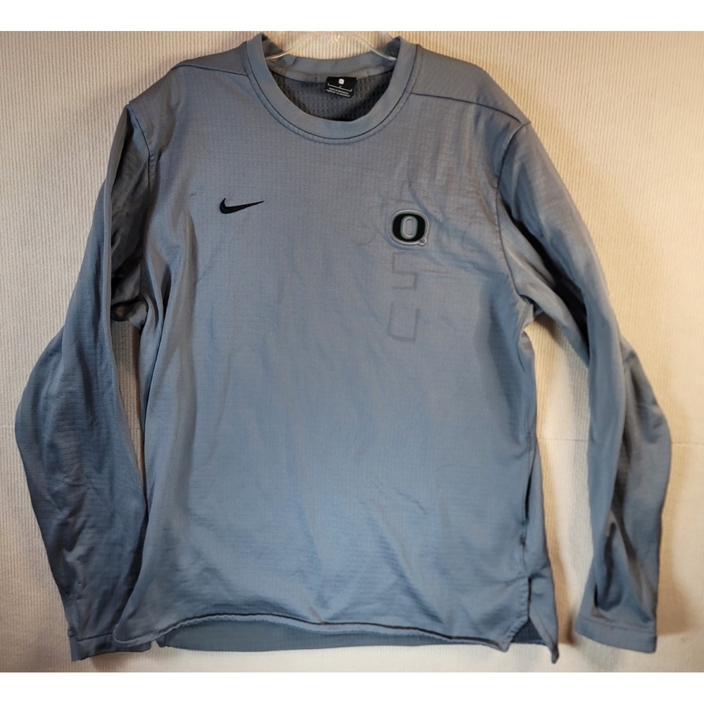 Nike Thermal fleece Long sleeve Oregon Duck logo on front gray Large READ